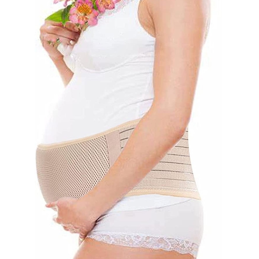 GUC tan nude Women’s adjustable hook & loop maternity back belly support belt